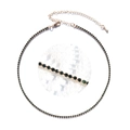 Close-up of gold chain necklace with dark green rhinestones and adjustable lobster clasp - Dark Green Rhinestone (Gold Plated)