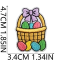 Detailed view of Easter egg basket patch with size dimensions 4.7cm by 3.4cm - Easter Basket