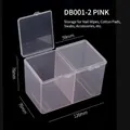 Pink translucent double compartment nail art organizer box with dual flip lids - DB001-2 / Transparent Pink