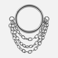 Silver stainless steel hinged segment ring with multi-layer hanging chains design - Style 7 / 1.2x10mm / Steel