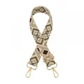 Ethno-Stil Ersatzschultergurt mit goldfarbenen Metallhaken und verstellbaren Schnallen - Stil 3 Khaki Schwarz Gitter Goldene Schnalle