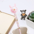 Pink creative gel pen with reindeer antlers, liquid glitter ball, and daisy print - Pink Deer Daisy