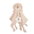Organic cotton baby security blanket with lion head and star-shaped silicone teether - Lion