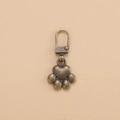 Universal antique bronze heart-shaped zipper puller replacement with lobster clasp - Footprint Heart - Bronze