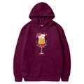Burgunderroter Weihnachts-Hoodie mit Fleecefutter, Festgetränk-Print und Kängurutasche - S / Burgunderrot - Santa's Shandy Druck (28)