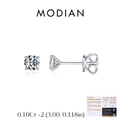 Classic S925 sterling silver stud earrings with 0.10ct round moissanite in 6-prong setting - 925 Silver / 0.10Ct Moissanite Stud Earrings