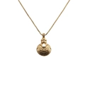 Collar de moda dorado con colgante de calabaza geométrico en relieve y cadena de eslabones - Dorado Texturizado