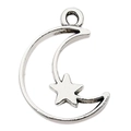 Silver alloy crescent moon and star pendant charm for DIY jewelry necklace making - Epoxy Moon Frame 15x20mm / Antique Silver