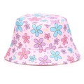 Pink kids fisherman hat with colorful flower patterns and vibrant polka dots design - 51-52CM(2-4 Years Old) / Flower