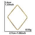 Golden textured diamond hoop earring made of 304 stainless steel with size and weight specs - Rhombus-S1511 / Gold