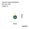 Détails du pendentif rond en zircon vert 9x7mm en cuivre plaqué or pour création bijoux - Style Vert (P02987)
