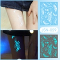 Luminous temporary feather and bird tattoo sticker JSN-059 with blue glow effect - JSN-059 (Luminous Feather Bird)