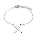 Bracciale a catena in acciaio inossidabile argento con ciondolo a lettera X lucida - Stile Lettera X (KB116097-K)
