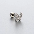 Orecchino a farfalla d'argento con intarsio in zircone e design con chiusura piatta - Stile Farfalla con Strass Argento (A97-1#)