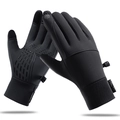 Black winter cycling gloves with touch screen fingertips and anti-slip silicone palms - M / Black