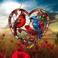 Acrylic heart suncatcher with tree of life and colorful birds for garden decor - 20cm / Style 1-Birds