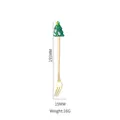 Golden Christmas tree dessert fork with green silicone topper and 155mm handle - Gold Fork - Christmas Tree 2