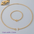 Conjunto de joyas de acero de titanio dorado con cierre OT y ancho de 3,5 mm - Ancho 3,5 mm / Pulsera 19CM / Dorado