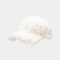 Detalle de la suave textura de pelo sintético blanco en esta gorra de béisbol mujer - Ajustable / Blanco