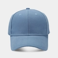 Detailed view of grey-blue cotton baseball cap with reinforced stitching and eyelets - Adjustable / Lake Blue