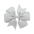 Macro shot of light gray grosgrain ribbon bow hair clip with detailed ribbed texture - Light Gray (22)