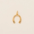 Minimalist gold plated horseshoe charm with sparkling zircon stone for DIY jewelry - U-shaped Horseshoe