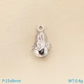 Pendentif cacahuète creux en acier inoxydable 304 poli, dimensions 15x8mm - Pendentif Lapin en Argent (KLJ9987-Z)