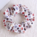 White Christmas plush scrunchie with gingerbread man and candy cane patterns - Cream Cartoon Star Moon