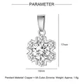 Macro view of snowflake pendant showing 17mm x 10mm size and copper cubic zirconia material - Silver Sparkling Snowflake Style (YE003-1)