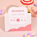 Pink strawberry themed greeting card with sweet blessing and music player design - Sweet Blessing Strawberry