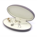 Elegant purple oval faux leather jewelry box with necklace and earring organizers - Grey Set Box