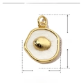 Detail view of shell pendant measurements 21x15mm in gold copper and enamel - VH703 Conch Style (3 Pcs)
