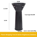 Tall black plastic floral arrangement holder with grid design for flower bouquets - H-Series Extra Tall Black Medium