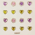 16-piece heart and flower gemstone face jewels in purple, pink, and green colors - EGS009-Heart/Flower Purple/Pink