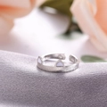Silberner verstellbarer Katzenohr-Ring mit weißen Emaille-Details für Damen - Silber weißer Katzenohr-Stil