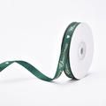 Green ribbed Christmas ribbon with gold Merry Christmas print on a white spool - Bronzing Style Green / 1cm*10 Yards/Roll