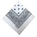 Bandana classique blanc à motif paisley en 100% coton avec imprimé noir - Bandana 54*54cm / Bandana Paisley Blanc (100 % Coton)