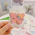 Pink butterfly hair clip with sparkling rhinestones and cute floral patterns - Rhinestone Flower Butterfly Hair Clip (Single)
