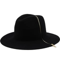 Chapeau bob en laine noire pour femmes et hommes avec détail de fermeture éclair dorée - M (56-58cm) / Style avec Fermeture Éclair Dorée Latérale (01)
