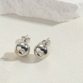Boucles d'oreilles sphériques argentées minimalistes avec zircons sur pierre blanche - ES2549 Boule Ronde (Argent)