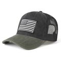 Fashionable mesh trucker hat with US flag patch and breathable dark green visor - Army Green Brim