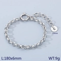 Silver stainless steel chain bracelet with letter C charm in a classic circular link design - Silver - Letter C (KB186392-Z)