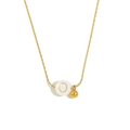 Elegant 18K gold plated necklace with white shell pendant and golden letter O charm - Letter O