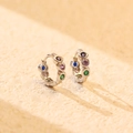 Elegante s925 zilveren oorringen met hartvormige gekleurde zirkoniasteen - Kleurrijke Zirkonia / Witgoud