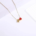 Gold chain necklace featuring a red heart pendant and a capital letter R charm - Heart Letter Necklace R
