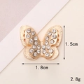 Detail showing dimensions of a 1.5cm by 1.8cm gold butterfly charm with inlaid rhinestones - D103 Full Diamond Double Layer Butterfly