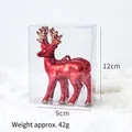 Set di due decorazioni natalizie a forma di renna rossa con corna dorate glitterate - Renna 3D Rosso Mattone Perlato (42g)