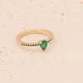Macro shot of gold ring featuring pear-cut green zircon and shimmering side accents - Adjustable Open / Teardrop Stone Style (7#)