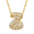 Gold plated letter Z necklace pendant with sparkling white cubic zirconia inlay - Letter Z