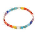 Rainbow Tila bead woven bracelet with colorful square tiles and golden metal spacers - Rainbow Multicolor Gold Bead